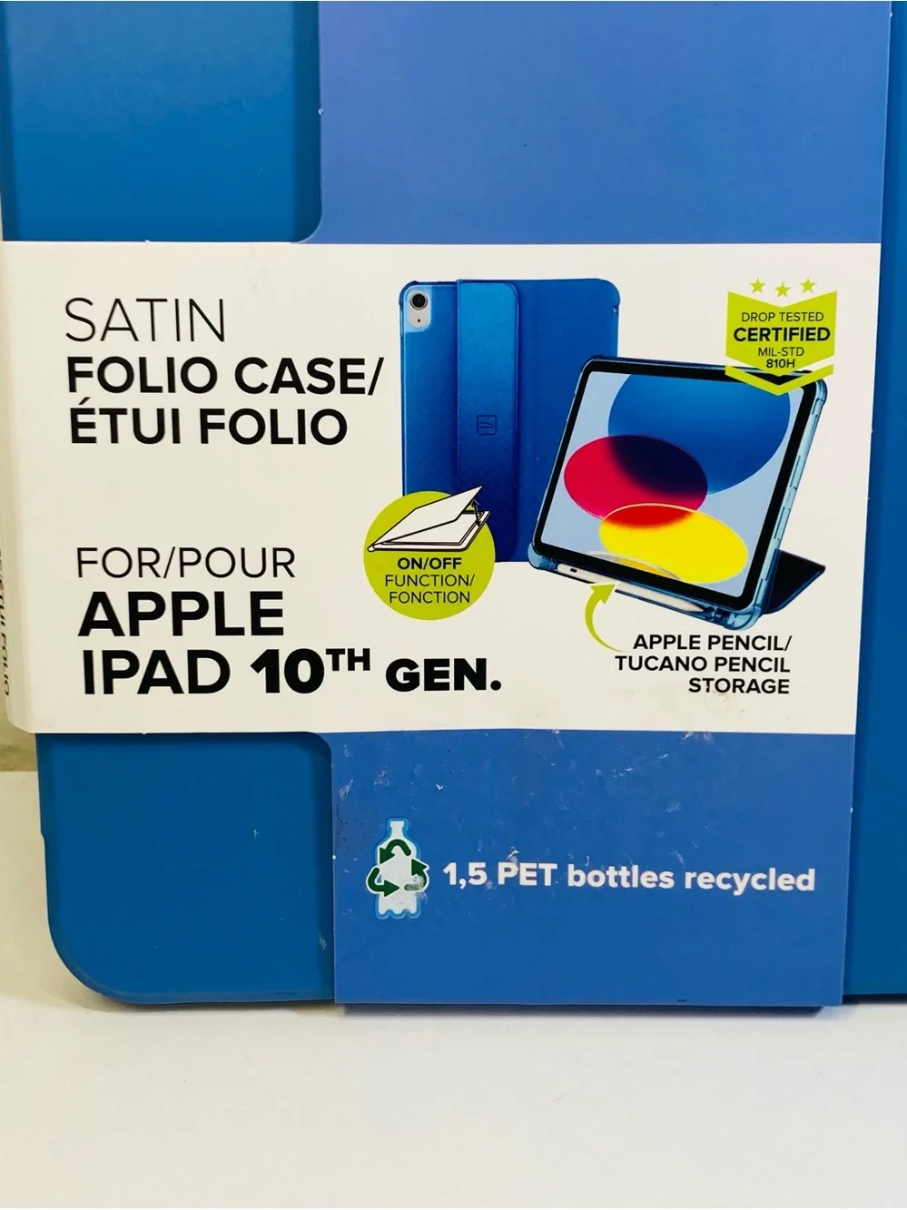 NEW Tucano MADE IN ITALY Satin Folio Case for Apple iPad 10th Gen - Blue
